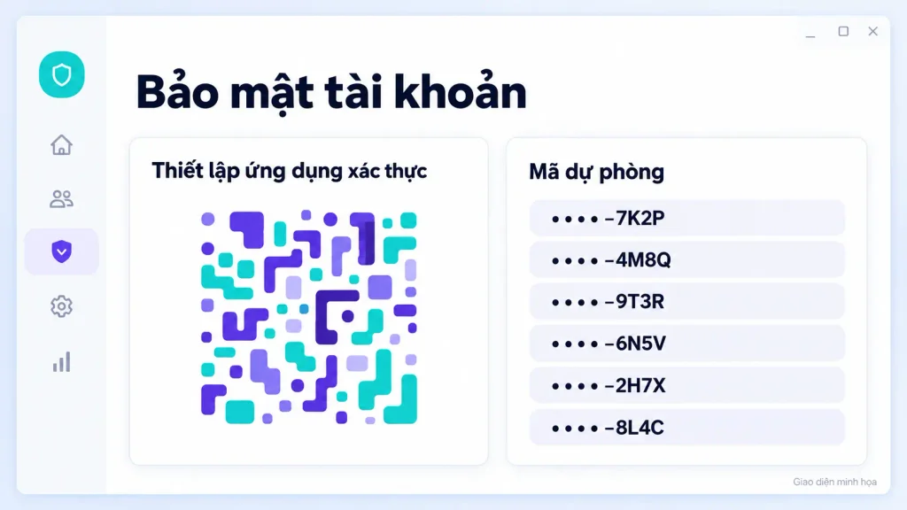 Ảnh chụp màn hình mã QR và danh sách backup codes của Canva
