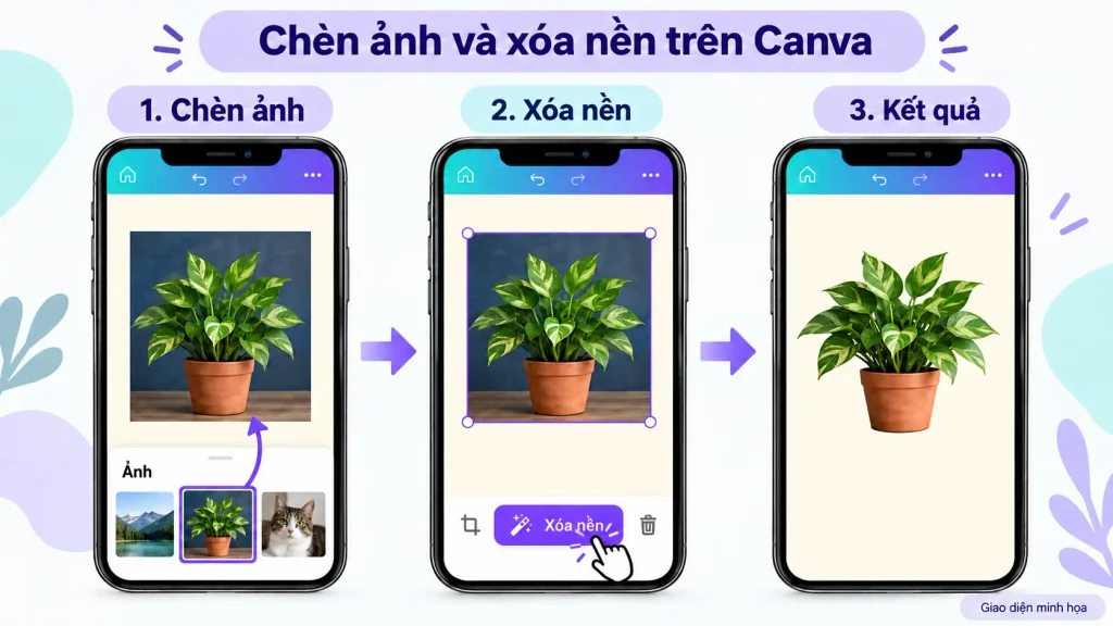 Thao tác chèn ảnh và xóa nền trong Canva cho người mới bắt đầu