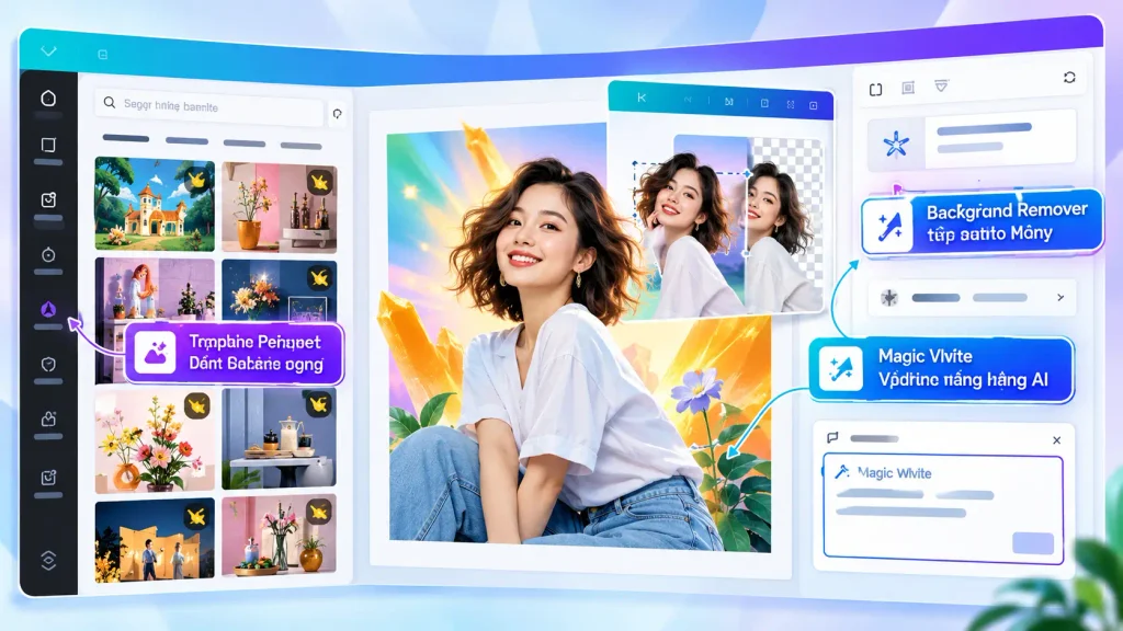 Giao diện Canva Pro với các tính năng AI dành cho sinh viên