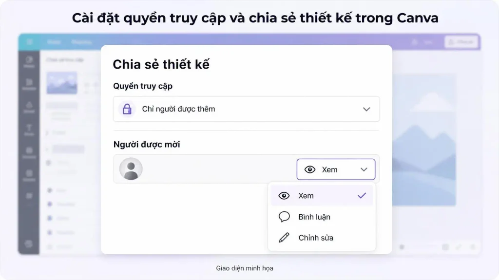 Cài đặt quyền truy cập và chia sẻ thiết kế trong Canva