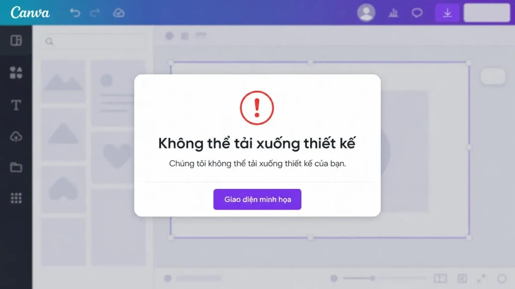 Thông báo lỗi We are unable to download your design trên nền tảng Canva