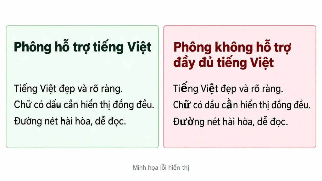 So sánh lỗi font nhảy dấu tiếng Việt trên Canva