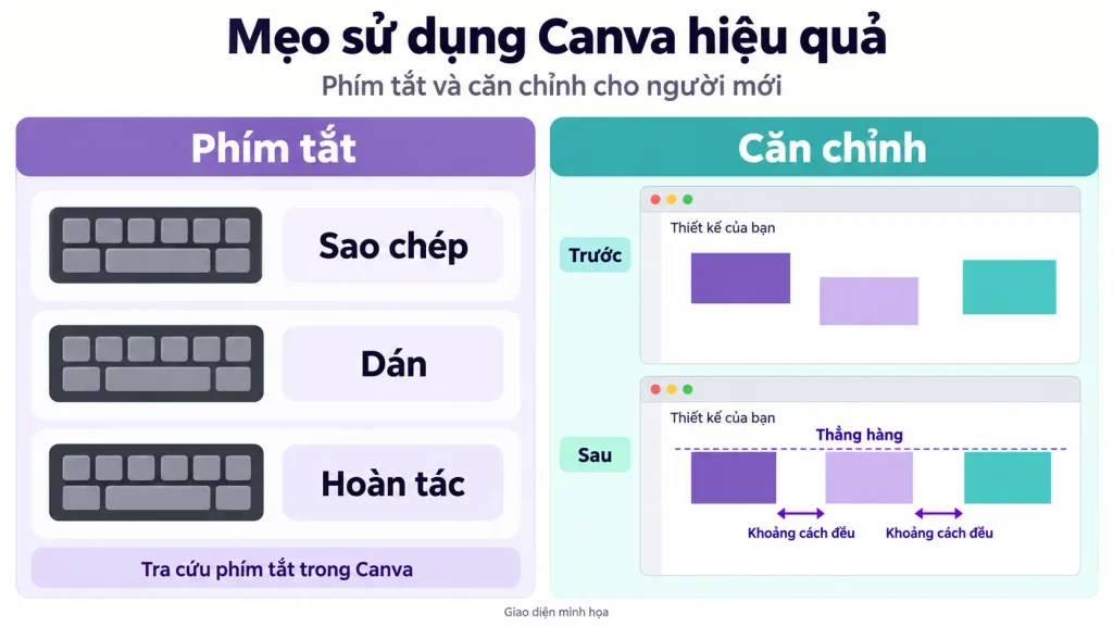 Mẹo sử dụng Canva hiệu quả cho người mới: phím tắt và căn chỉnh