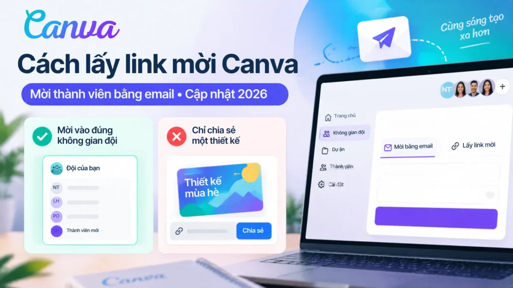 Cách lấy link mời Canva và mời thành viên bằng email (Cập nhật 2026)